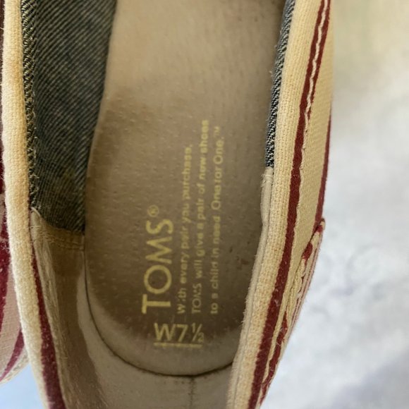 Toms Calypso Canvas Espadrille Peep Toe Wedges 7.5 - Picture 4 of 9